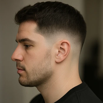 Side profile fade haircut